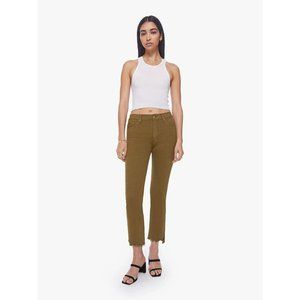 210. Mother The Insider Crop Step Fray  Jeans Fir Green 27